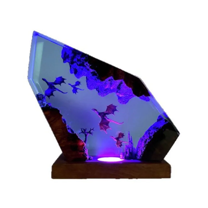 

3D Dragon Resin Wood Lamp Creative Nightstand Bedroom Ornament Christmas Birthday Gift Romantic Atmosphere Light for Home Decor