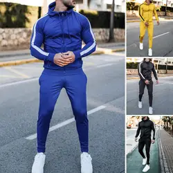 2022 Tracksuit Men 2 Pieces Set Sweatshirt + Sweatpants Sportswear Zipper Hoodies Casual Mens Clothing Ropa Hombre Size S-3XL