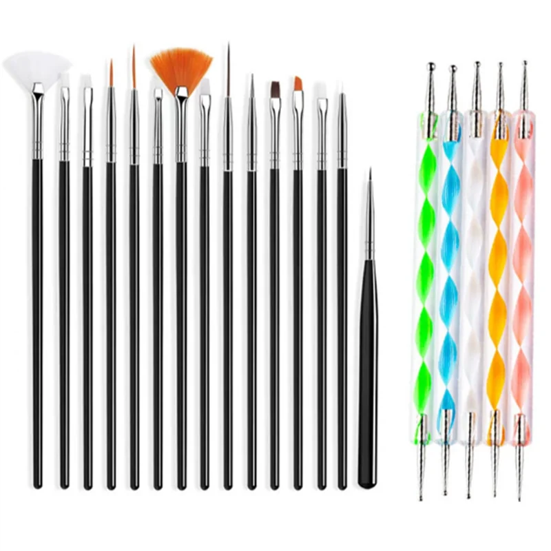 Creative Nail Art Brush Set with Spiral Dotting Flower Coloring Pen Line Drawing Tool Kit for Professional And Home Use