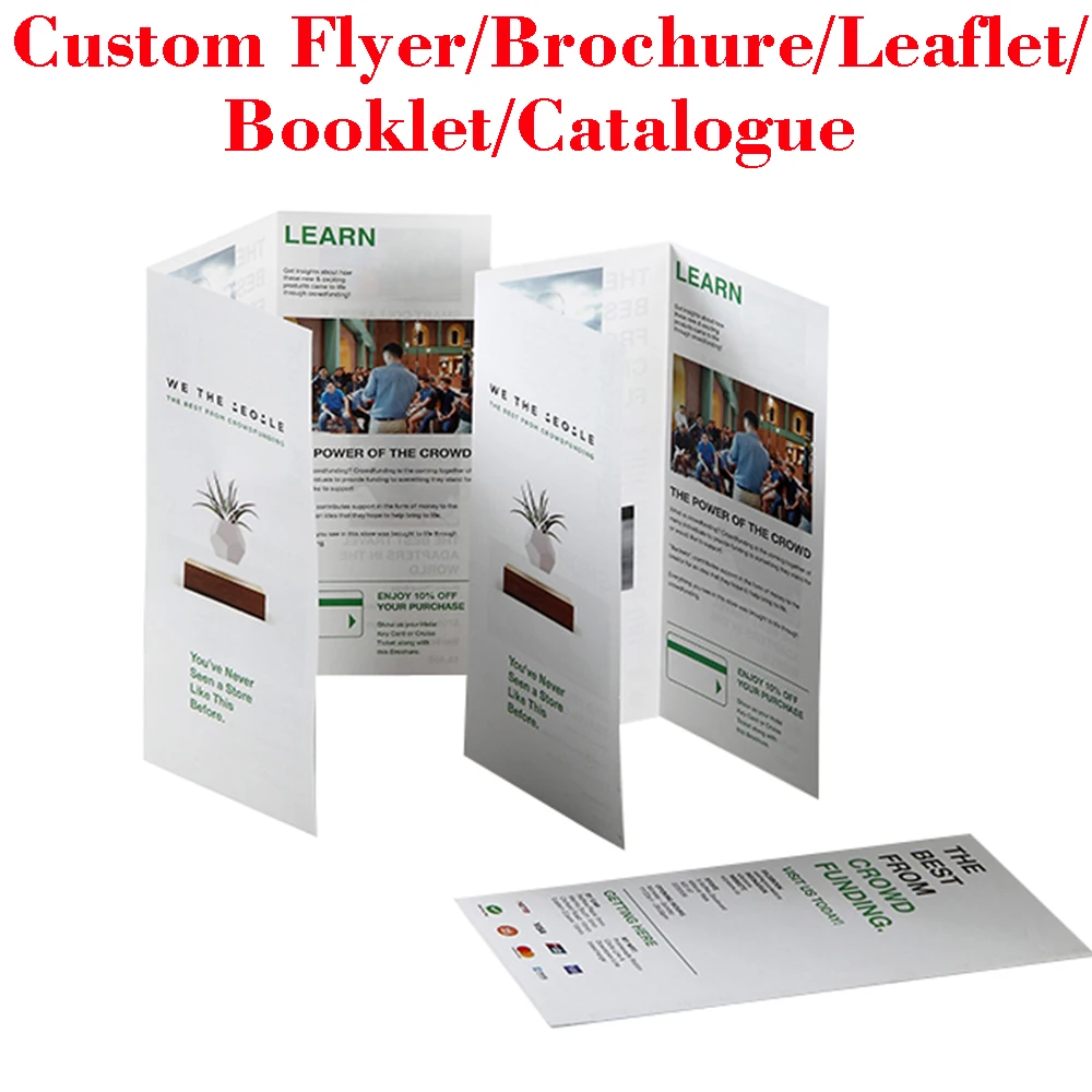 Custom Flyer Booklet Brochure Leaflet Any Size Design Full Color Coated Paper Leaflet Double Free Sample Tri-Fold Special Folder