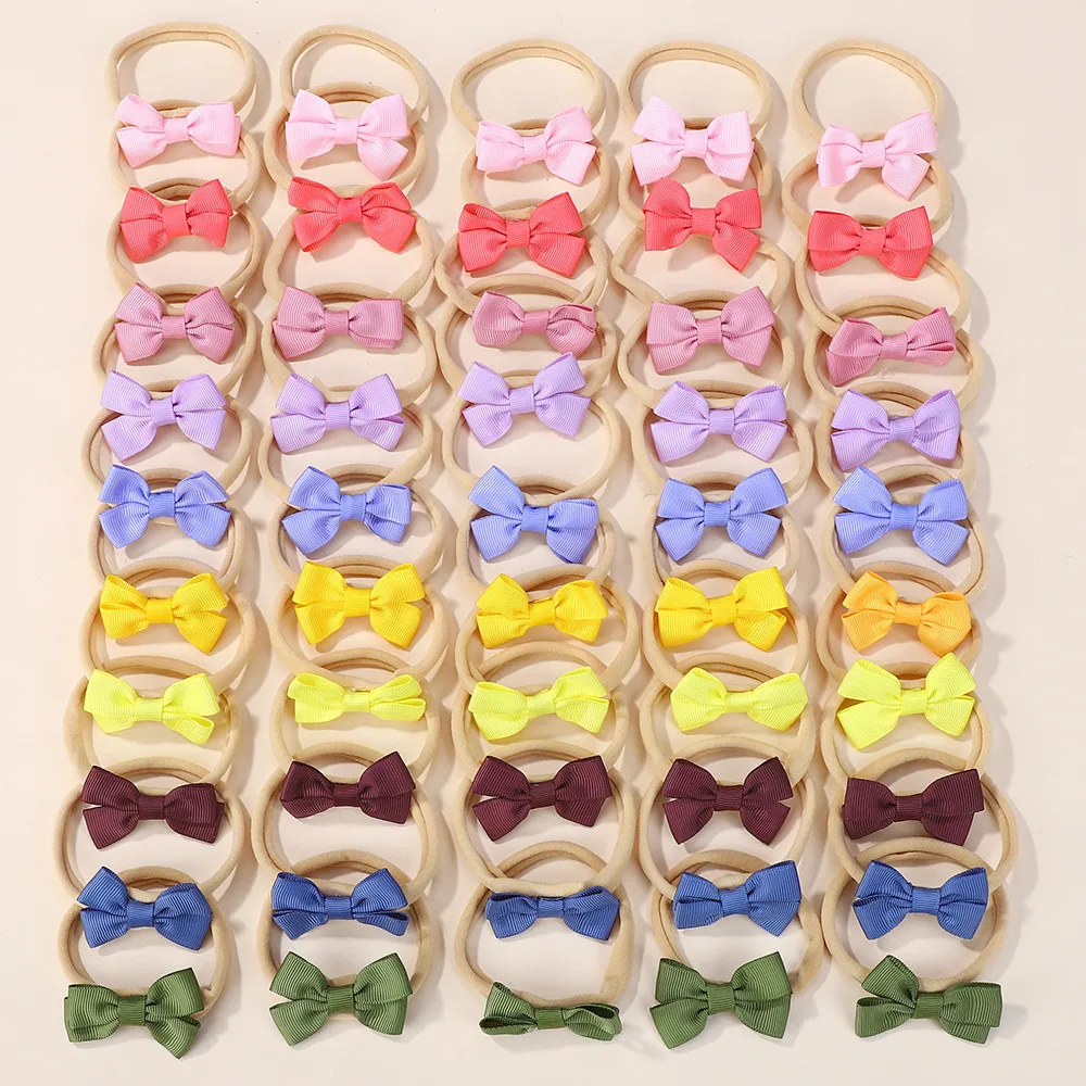 

60pcs Bow Headband Random Color for Baby Girl Ribbon Elastic Nylon Hairband Newborn Baby Sweet Band Headwear Casual Hair Accesso