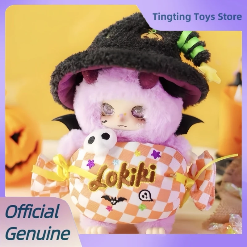 本物のロキキトリックオアトリートハロウィンシリーズブラインドボックスカワイビニールぬいぐるみペンダントフィギュア人形ミステリーボックストレンディトイズギフト