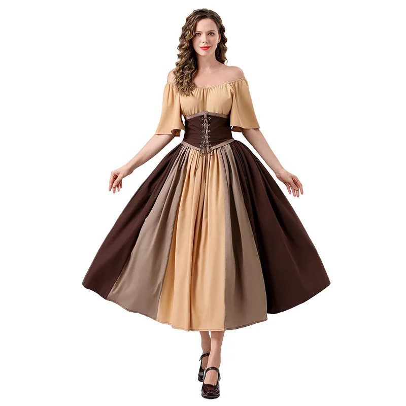 Costume da Halloween Princess Sle Puffy Sve con costine in vita Abito vintage Fro-oulder con gonna a palloncino Dr