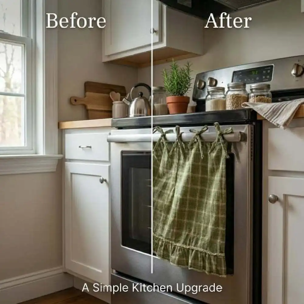 Farmhouse Oven Skirt Handmade Kitchen Decorative Fabric Gap Protector Dustproof Curtain Accessory For Home Kitchen Interior