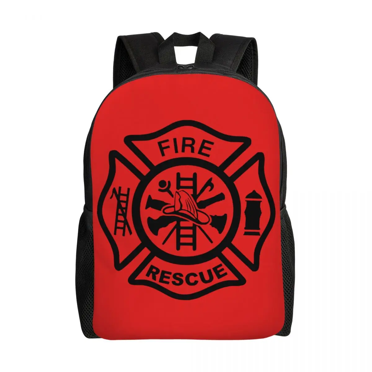 Fire Rescue Firefighter Backpack for Men Women Waterproof School College Print Bookbags With Widen and Thicken Shoulder Straps