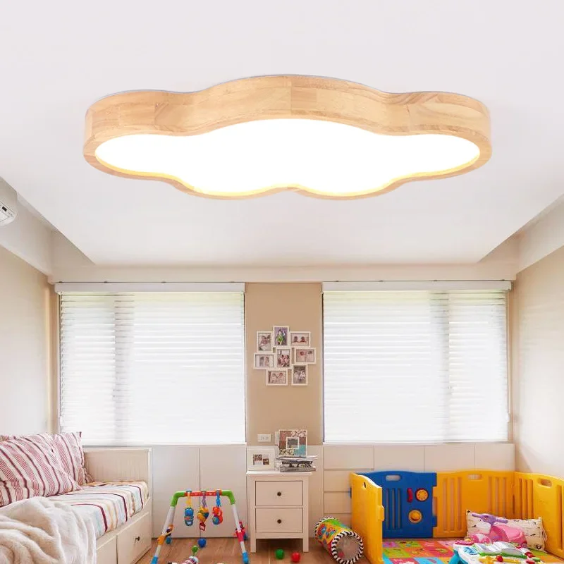 

Nordic Log Japanese Ceiling Light Children's Room Thin Cloud wood Ceiling Lamp