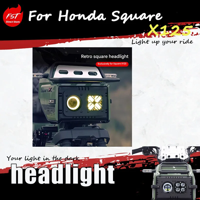 For SquareX125, the Modified Round Headlamp Assembly Includes LED Headlights For the Motorcycle's Front Lights.
