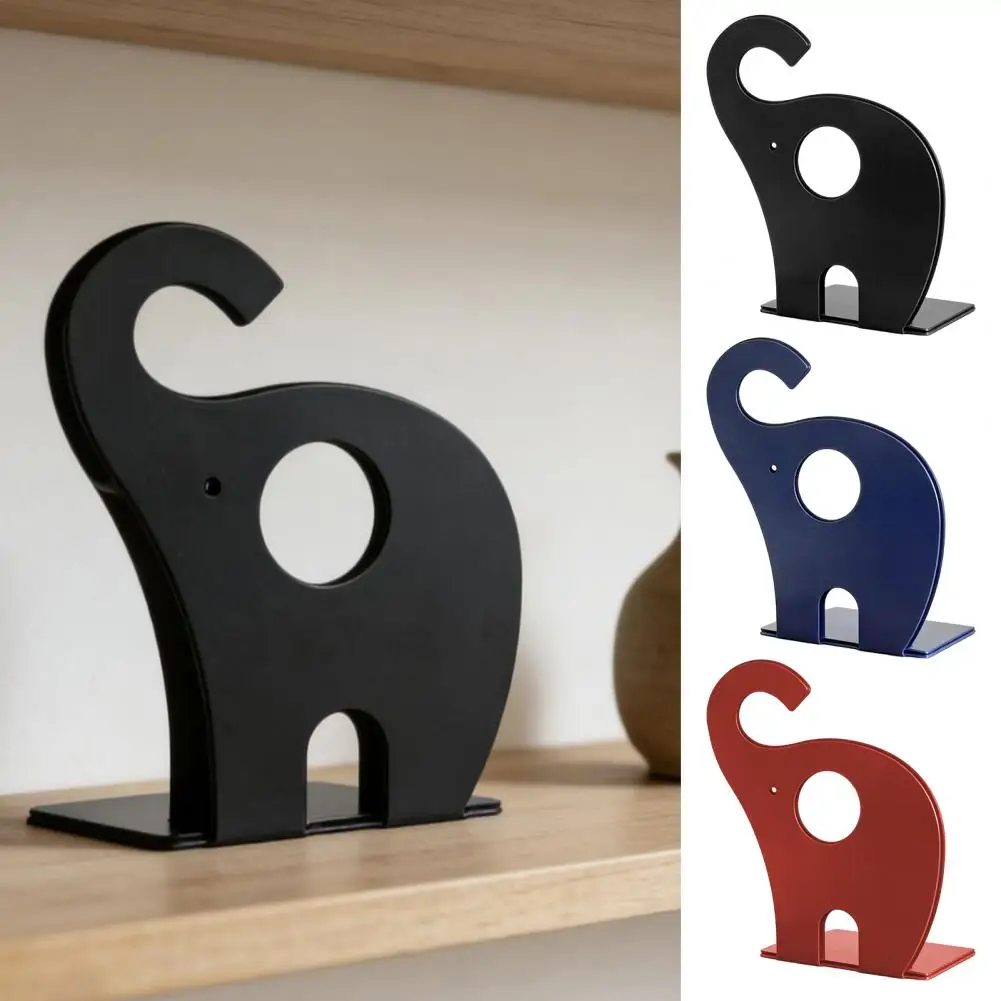 Metal Bookend Elephant Bookends for Kids Heavy Duty Metal Book Holder Non-slip Desktop File Organizer Home Office Decor