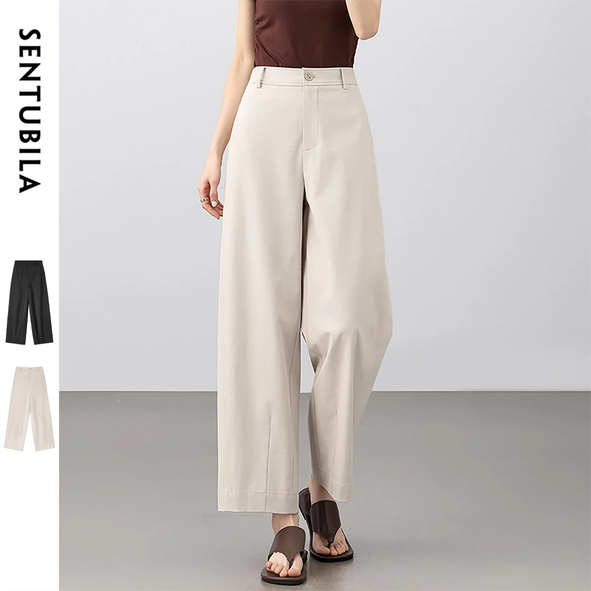

SENTUBILA Casual Pants Woman 2025 Summer Commuting Elastic Waist Pockets Harem Pant Elegant Trousers Ladies Clothing 152K87959