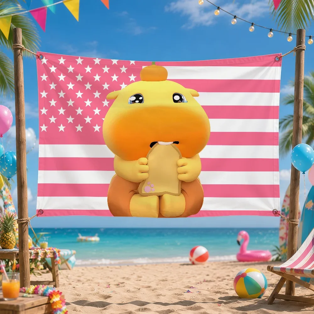 Kawaii Capylulu Flag Digital Printed Flag Tapestry Creative Pattern Living Room Wall Art Party Outdoor Decor
