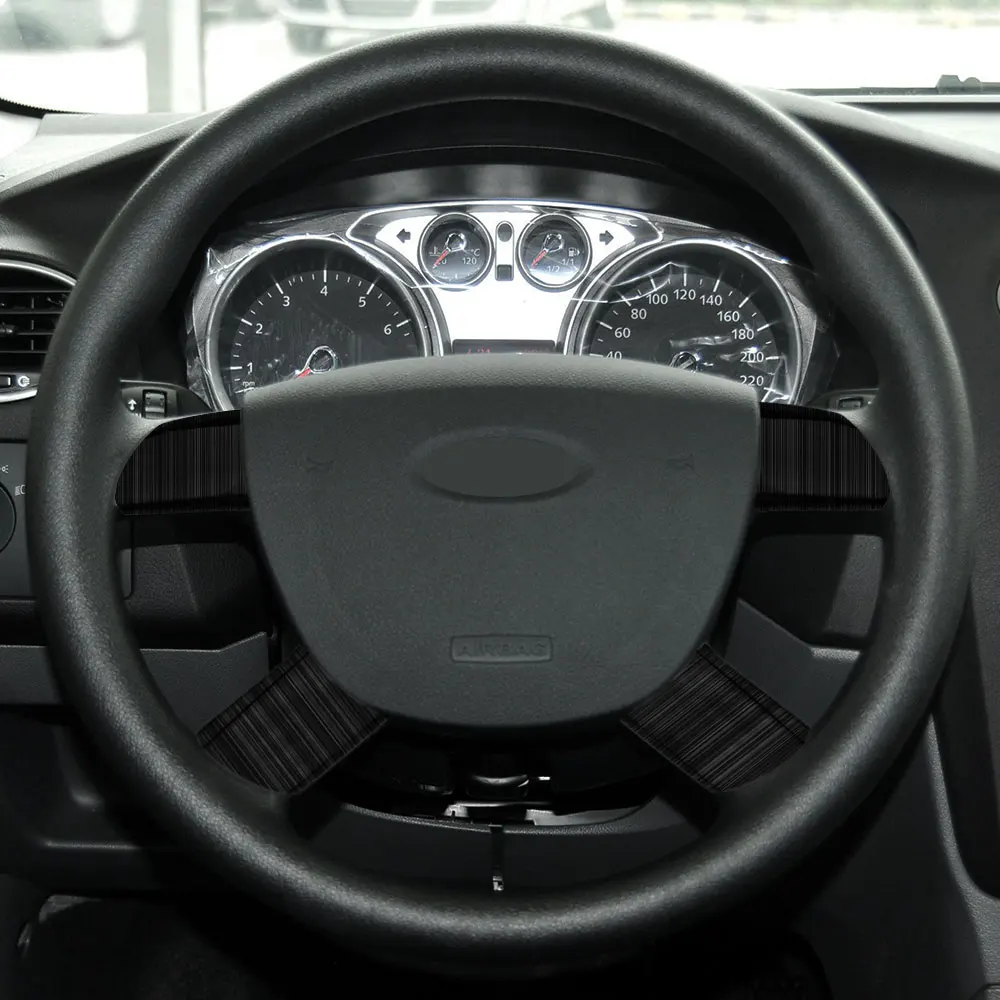 Stainless Steel Car Steering Wheel Decoration Cover Trim Sticker for Ford Focus 2 MK2 2005 - 2011 Accessories 4Pcs