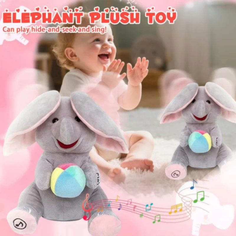 

Musical Elephant Plush Toy Singing Interactive Hide-And-Seek Game For Babies Christmas Gift 2026 Elephant Soft Soothing