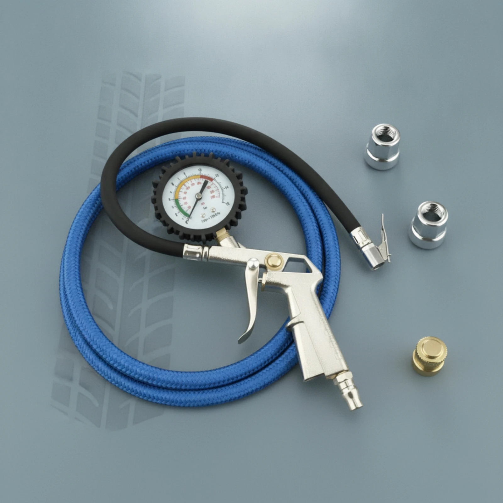 Tire Pressure Gauge with Inflator Analog Tire Inflator with Gauge Two-in-oneUnit Easy to Read for Mechanics, Garage, Repair Shop