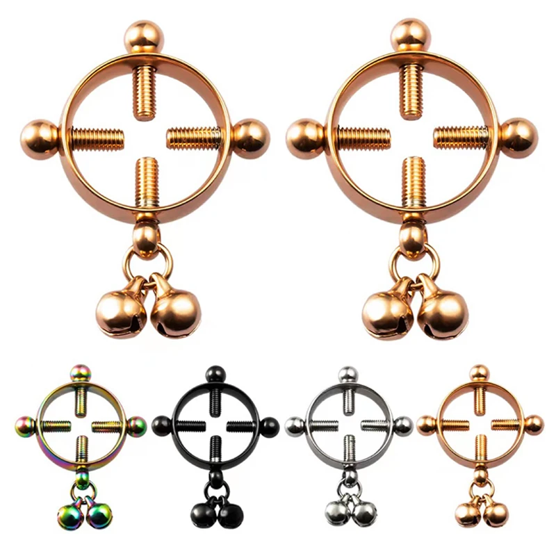 المشابك الحلمة جرس صغير للنساء ، ألعاب جنسية ، مغازلة مثيرة ، ألعاب زوجين قابلة للتعديل دون ثقب ، معدات عبودية غريبة #5