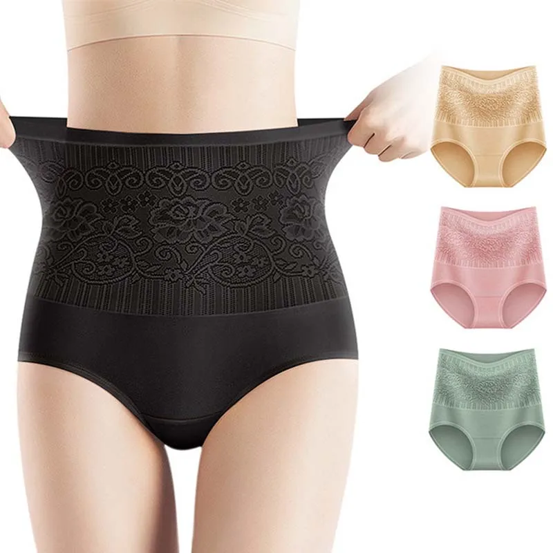 Women Briefs Cozy Solid Color Soft And Comfortable Control Panties High Waist Anti-Pilling Breathable Underpants For Female