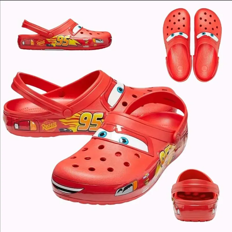 Summer Slippers Men Disney Lightning Mcqueen Man Pixar Waterproof Outdoor Beach Holey EVA Shoes Sandals Woman Car Flip Flops Boy