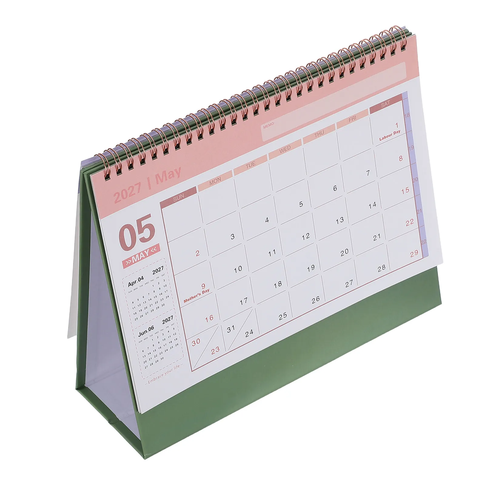 2027 Table Calendar Spiral Bound Desktop Large Numbers Monthly Planner Organizer for Office Home School Paper Calendar 2027