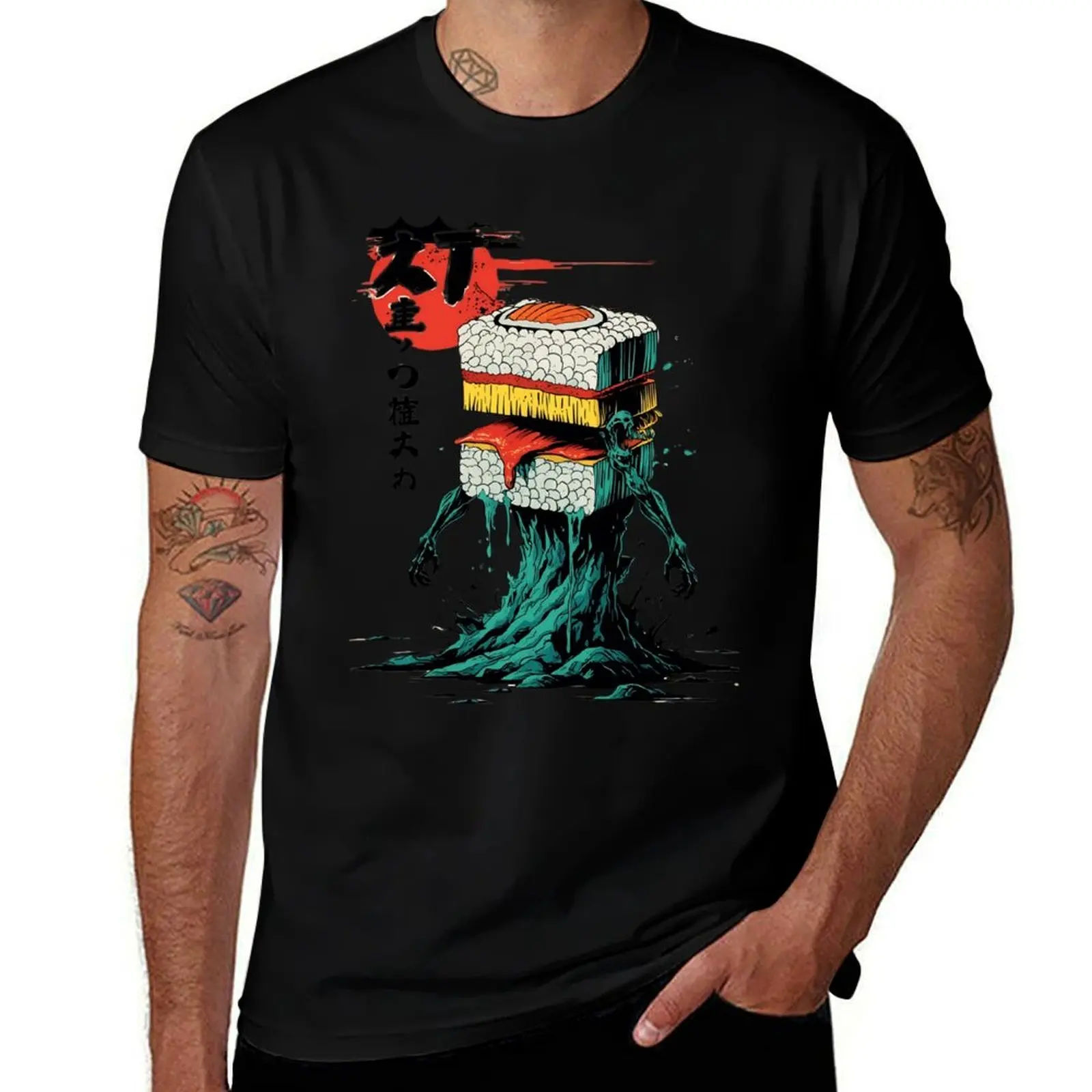 Tamago maldito – Camiseta de sushi de huevo embrujado subiendo del profundo, top de verano, figuras de anime, camisetas gráficas personalizadas para hombres, hip hop