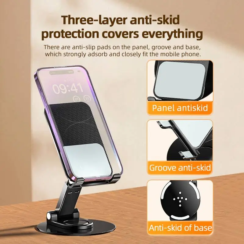 360 Degree Rotation Phone Holder Desktop Multifunctional Lift Telescopic Foldable Tablet Bracket Desktop Lazy Metal Tablet Stand