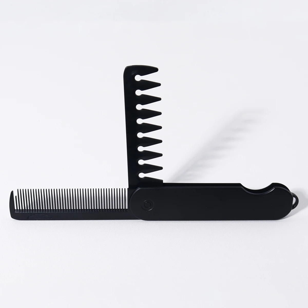 قطعة واحدة من مشط أسود 2 في 1 قابل للطي، مشط مزدوج الأسنان قابل للطي لكل من الانفجارات الجافة والرطبة، تصميم محمول، خاص لشعر مستعار الشعر الحقيقي