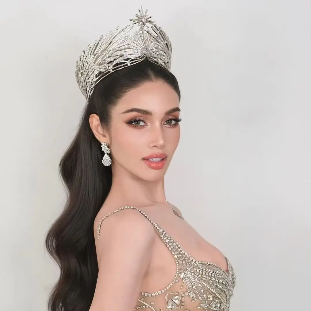 Thailand Baroque Star Queen Runway Hair Crown New Round Hair Accessory for Beauty Show Performance Luxury Fashion Headwear