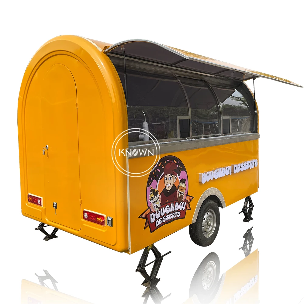 OEM Snack Ice Cream Food Trailer Cart Hot dog Catering Van Snack Kitchen Kiosk with Curved Sliding Window