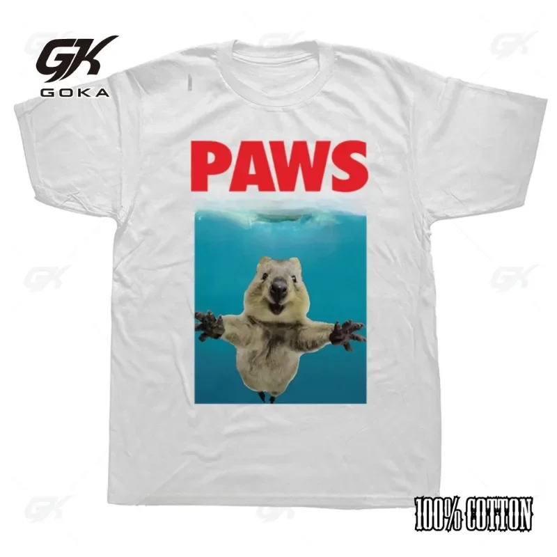 Paws Funny Quokka Lover Graphic T-shirts Men Women's Fashion Casual 100% Cotton Loose Oversized Top Tee