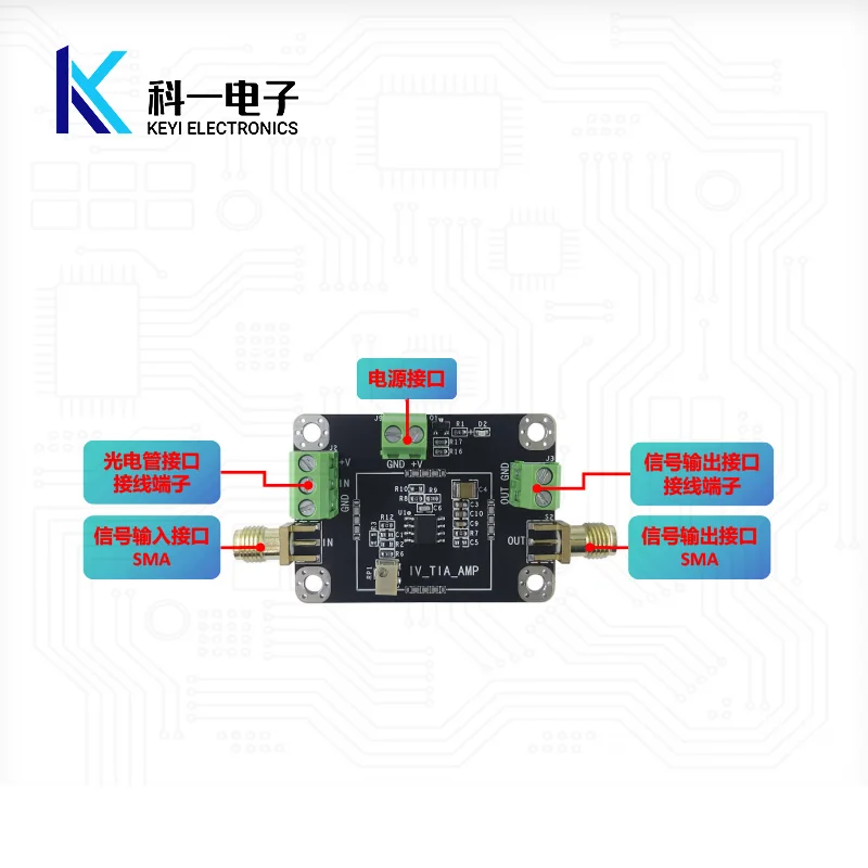OPA380 Transimpedance TIA Amplifier Module/IV High-speed APD/PIN Photodetector/single Power Supply
