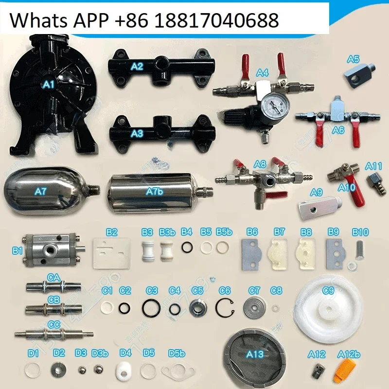 A10 Pneumatic Diaphragm Pump Accessories Pressure Regulating Valve Piston Diaphragm Sealing Gasket Stainless Steel