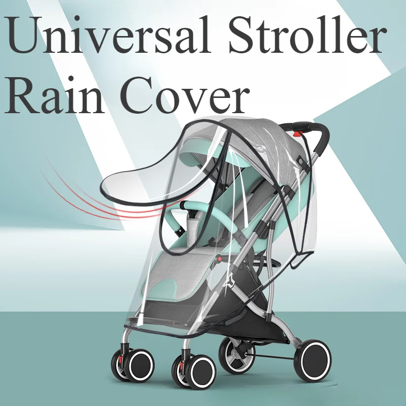 

Universal Waterproof Pram Rain Cover Baby Stroller Accessories Transparent Wind Dust Shield Zipper Open for Pushchairs Raincoat