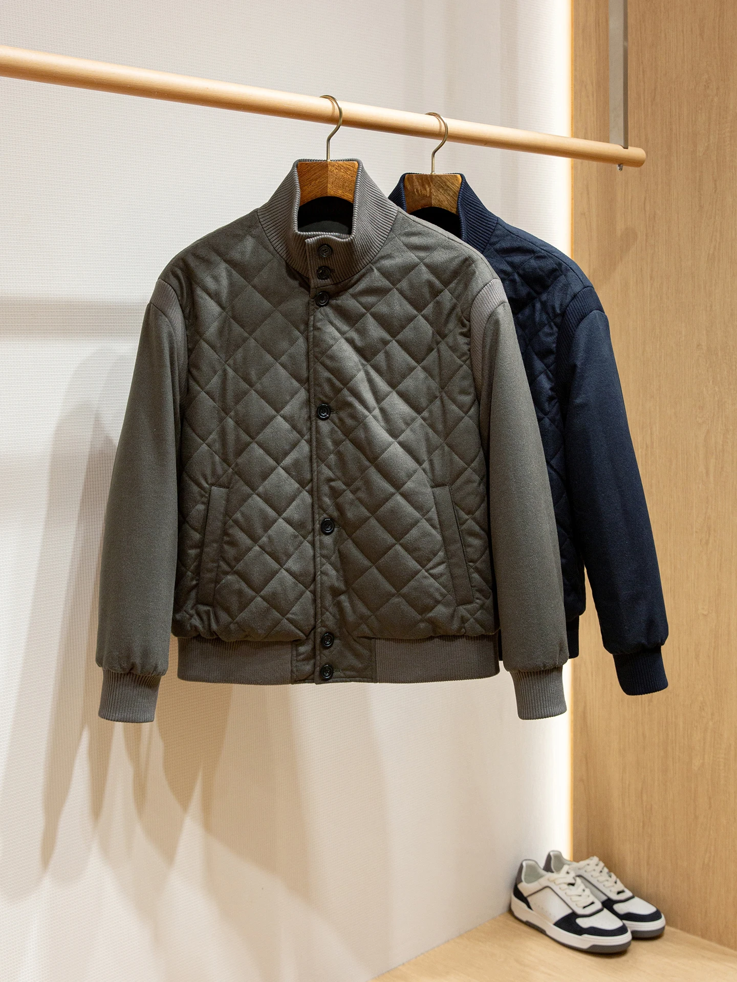 

Men's Double-Sided Wear Pilot Jaet Mixed Wool Cotton Faion Urban Sle Warm Long Sve Button Closure Pure Color Coat