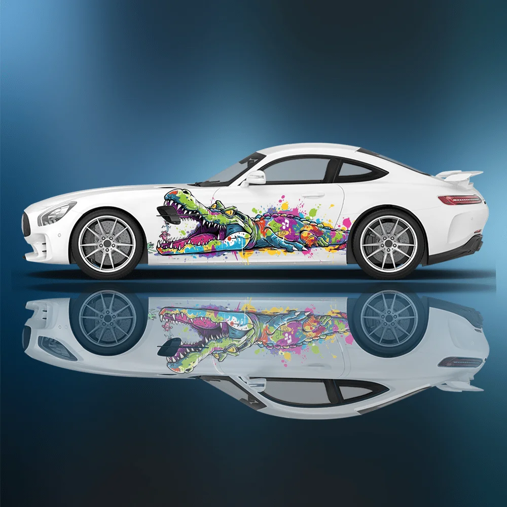Fierce Crocodile Splash Car Sticker Full Body Decoration Covering Scratches Protect Auto Sticker Waterproof Car Vinyl Wraps