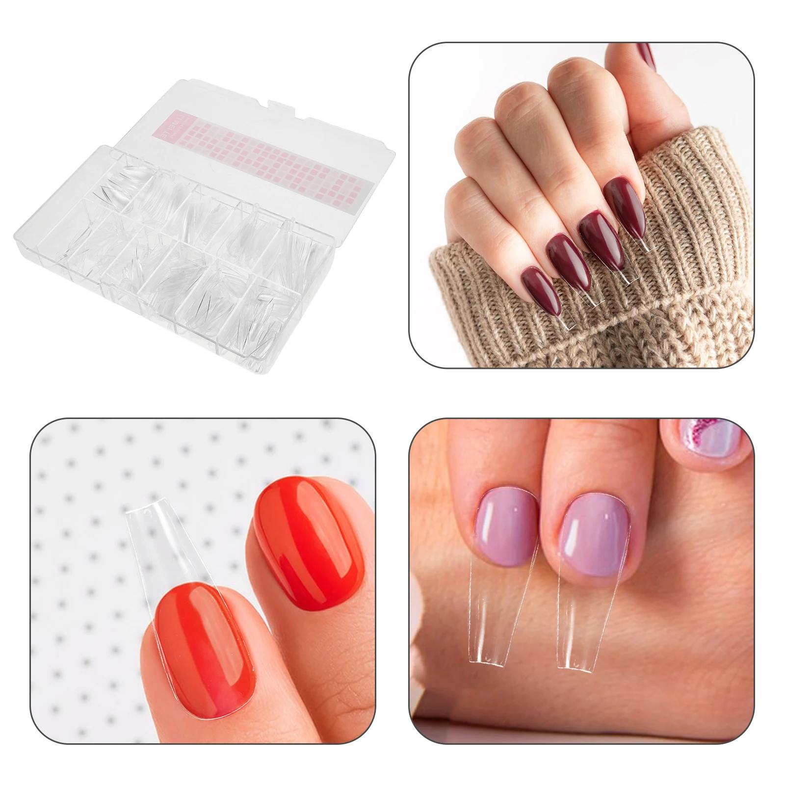 

500pcs Transparent Nail Tips Clear Long Water Drop Full Cover Acrylic Press On Nails Artificial Extension Plastic Tips For Home