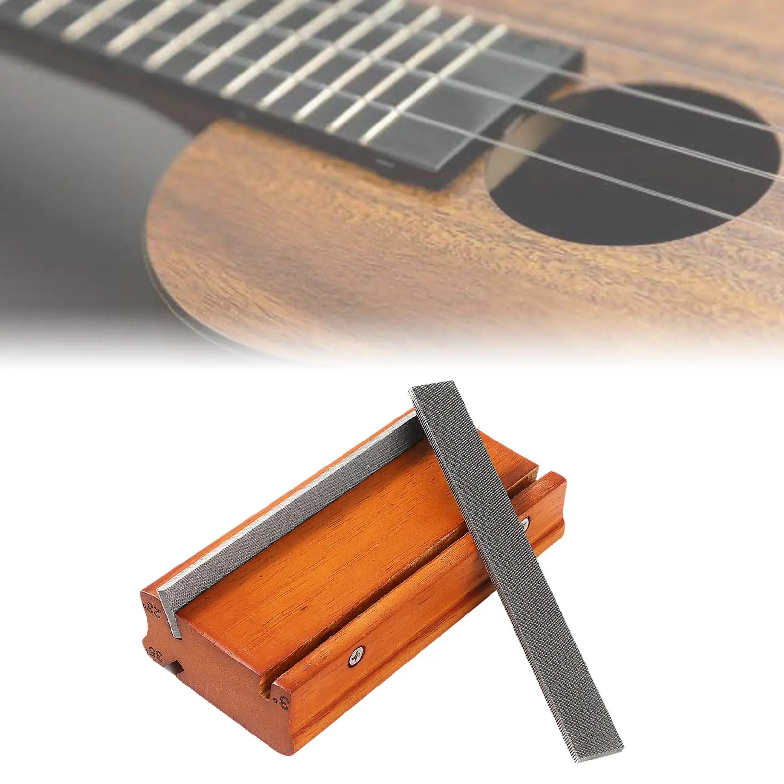 Brown Wood Metal Fret End Beveling File Fret Board Shaping Tool Fret Polishing Kit for Electric Guitar Bass Ukulele Luthier view 4