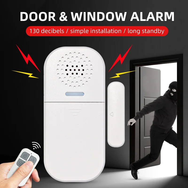 Wireless Remote Control Door Window Sensor Alarm 130dB Adjustable Volume PIR Magnetic Induction Detector Security Burglar Siren