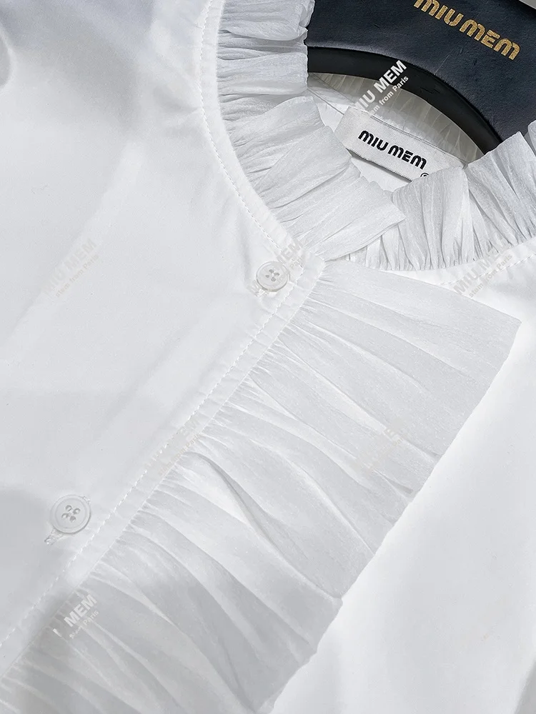 

Miumem Premium Spring Design Loose irt Women's Top with Lace Trim Commute Simple Sle Polyester Fiber Long Sve