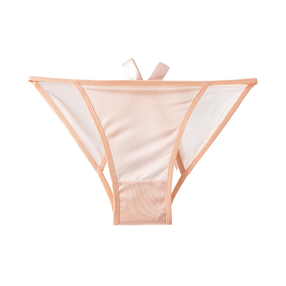 Damen-Slips aus Satin, Seidig Durchsichtig mit Schmetterlingsknoten, Dünn, Atmungsaktiv, Bequem, Weich, Glänzender Stoff, Sexy Unterwäsche