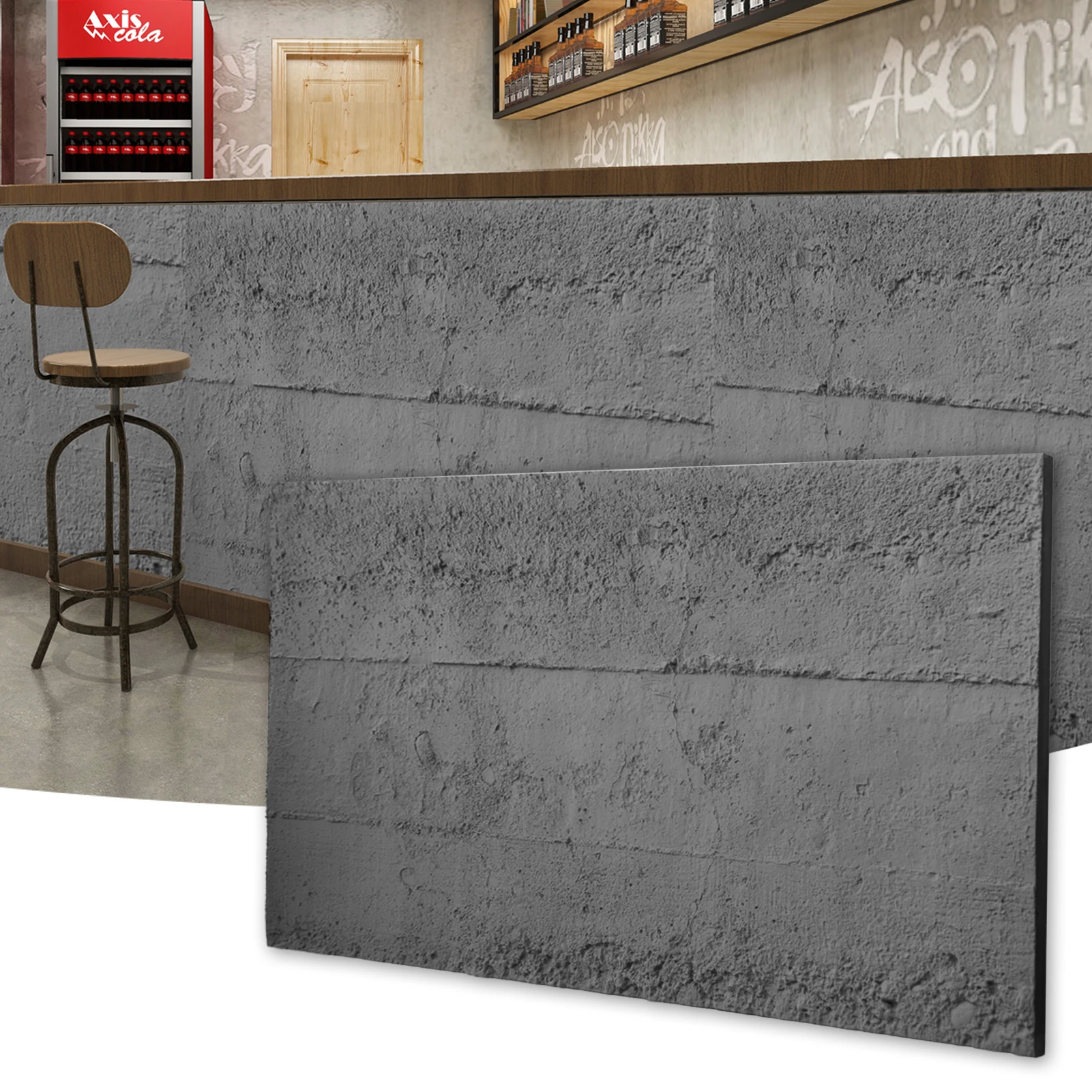 Art3D-3D Cimento Textura Painel De Parede, Painéis De Parede PU Para Interior Home Decor, Cinza Escuro, 24x48 ", 4Pcs