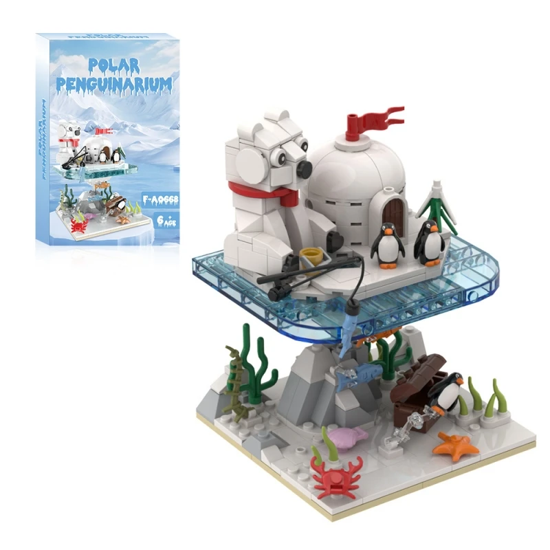 MOC Winter Penguin Castle Model Building Blocks Cute Penguin Crab Seaweed Sea Castle assemblato Brick Toys Kid Christmas Gift