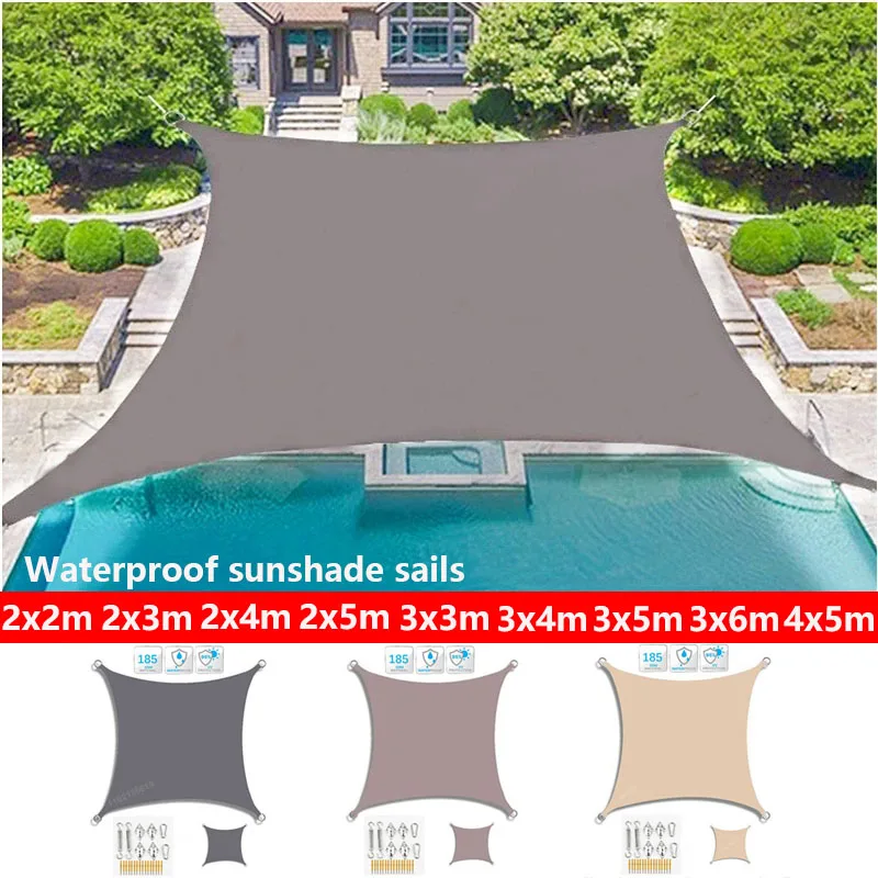 

3x5 / 3x6 / 4x5m Outdoor Waterproof & UV-Resistant Shade Sail, 300D Oxford Cloth Canopy for Garden Terrace, Camping Sun Shelter