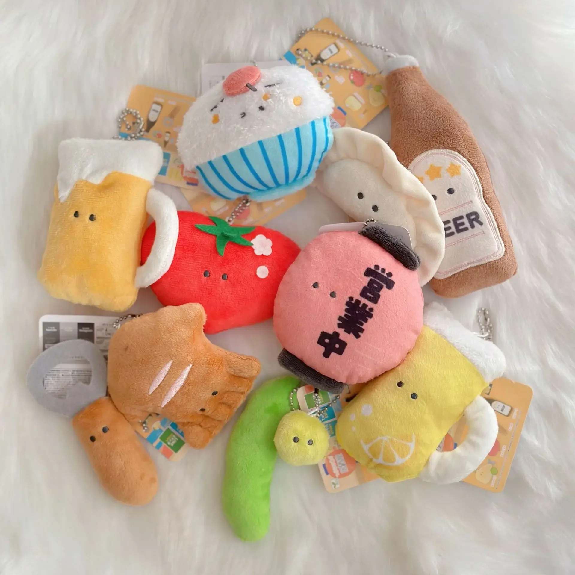 10CM Hot Izakaya Plush Toys Hobbies Key Chain Gashapon Japanese Sushi Beer Rice Kawaii Anime Stuffed Plushie Soft Dolls Gift Kid