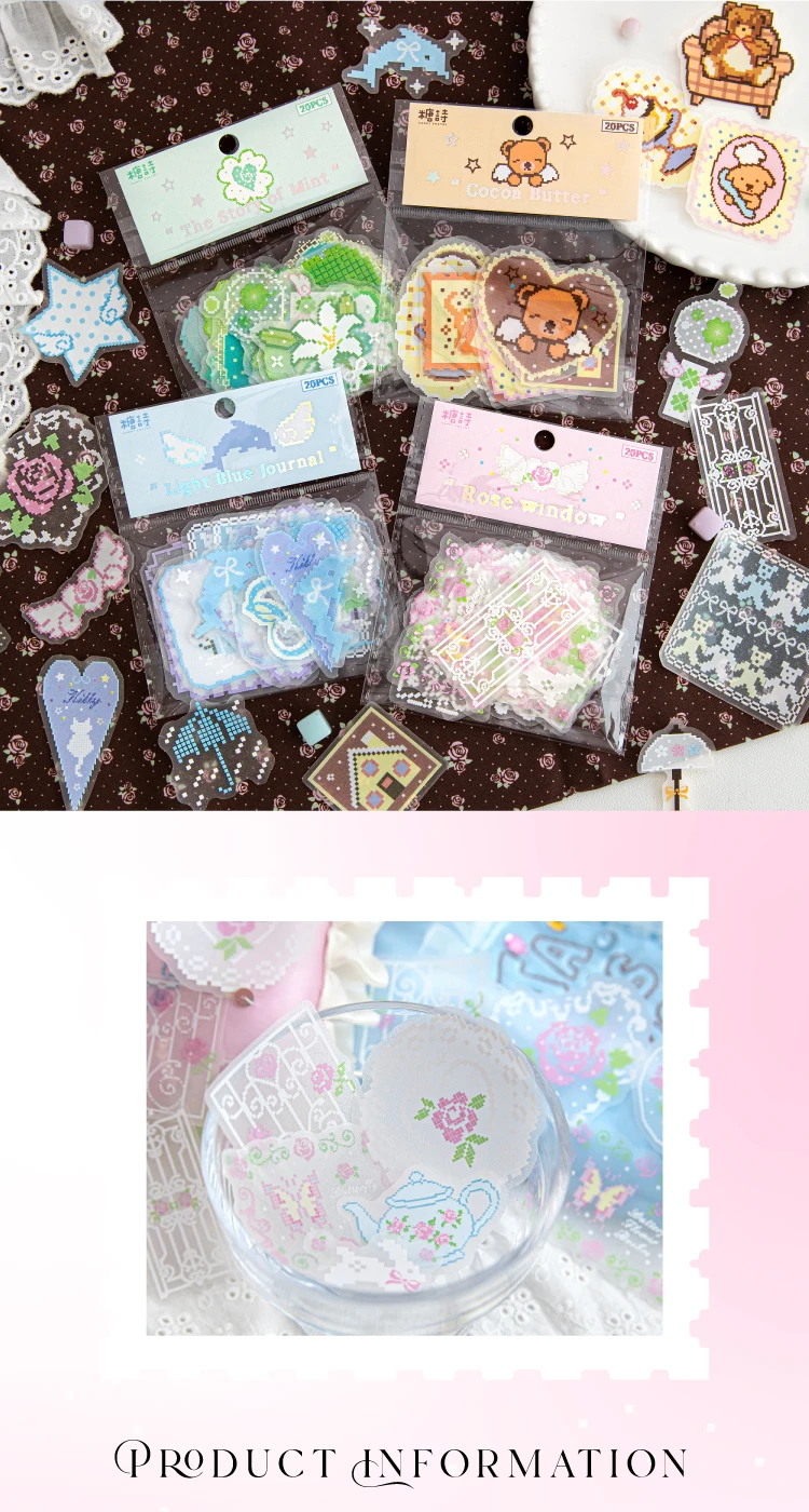 JIANQI 20 Stück Bean Shop Aufkleber-Set, dekorative Scrapbooking-Tagebuch-Album-Aufkleber, handgefertigte Junk-Journal-Zubehörteile – Detail 3