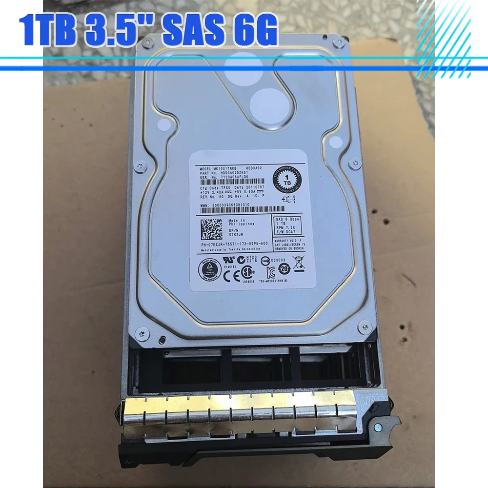 07KXJR 7KXJR 1TB 3.5'' SAS 6G MK1001TRKB HDD Original Server Hard Drive For DELL