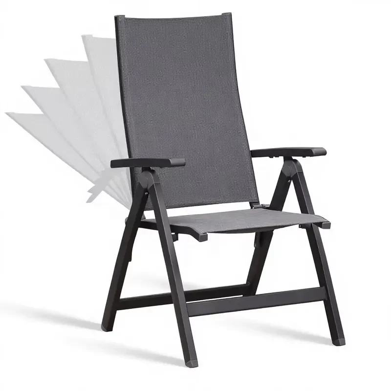 CE Modern Folding Chair for Indoor Outdoor Balcony Patio Porch Garden Lawn Pool Comfortable Black