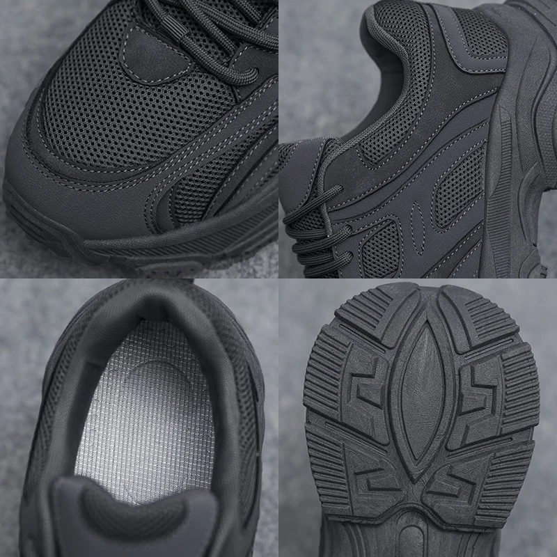 Oulylan في الهواء الطلق عدم الانزلاق أحذية رياضية عادية تنفس شبكة حذاء رياضة الرجال لون نقي Runshoes خفيفة الوزن سميكة وحيد أحذية العمل