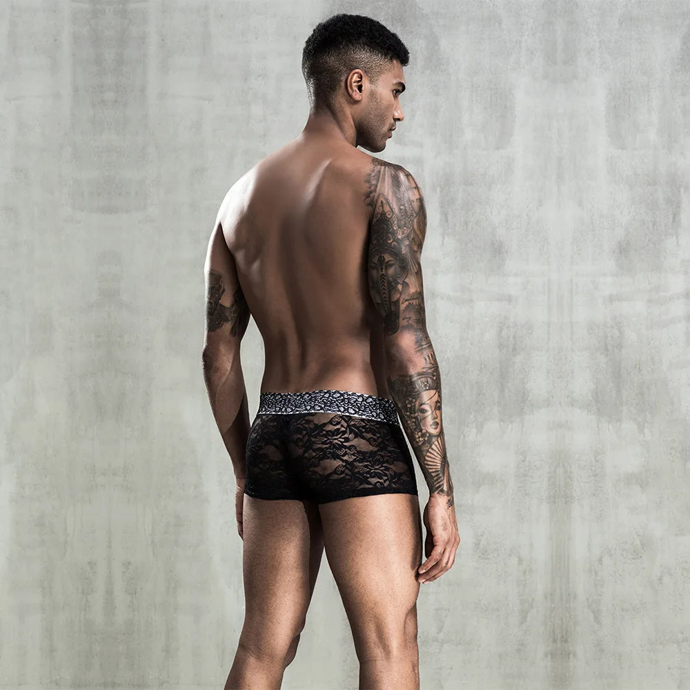 Brand New Sexy Lace Lingerie Boxer Mens Boxer Underwear Gay Erotic Transparent Hombre Male Panties