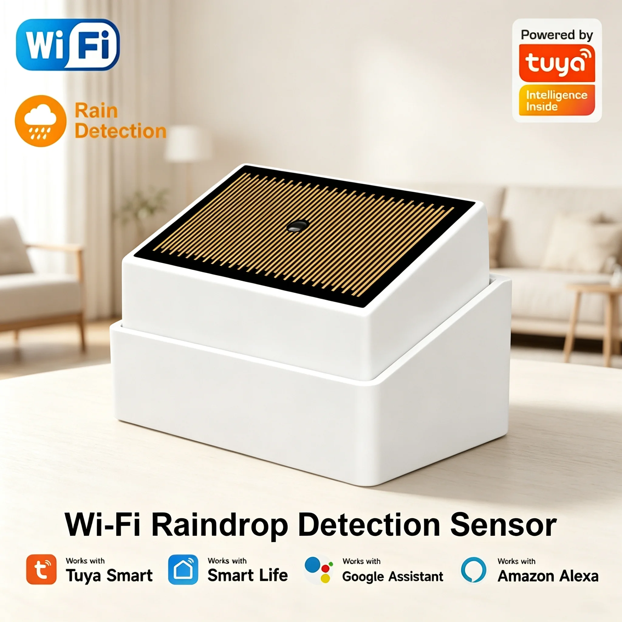 Tuya WLAN-Smart-Regensensor Wasserleck-Detektor IPX4 Wasserdicht Outdoor Batteriebetrieben Smart Life App-Steuerung