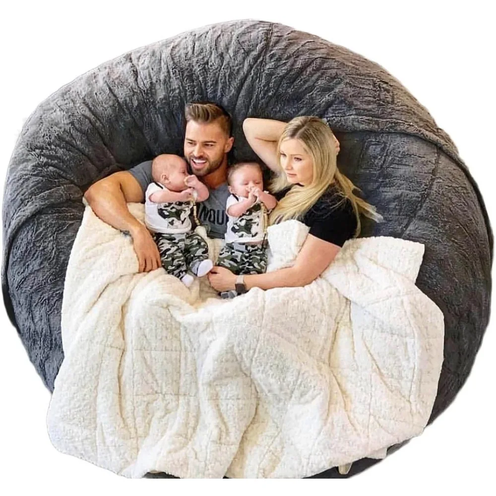 

Giant Sherpa Bean Bag Chair Cover, Ultra Soft Bean Bag Bed (No Filler, Cover only), Large Round Soft Fluffy Bean Bag for Adults,