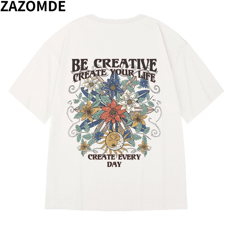 ZAZOMDE Punk T Shirt Streetwear Hip Hop Vintage Retro Graphic Print Gothic T-Shirt Harajuku Casual Cotton Short Sleeve Tshirt