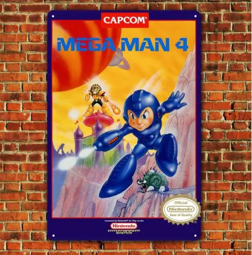 Mega Man 4 Nes Retro Video Game Metal Poster Tin Sign (Size: 20*30cm)